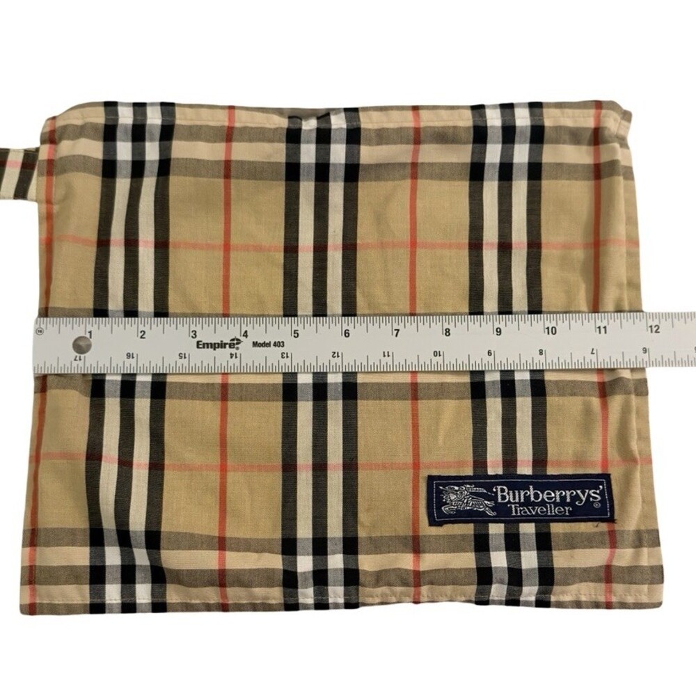 Burberrys Traveller Nova Check Pouch Clutch Beige Plaid Zip Bag Vintage - Picture 4 of 4